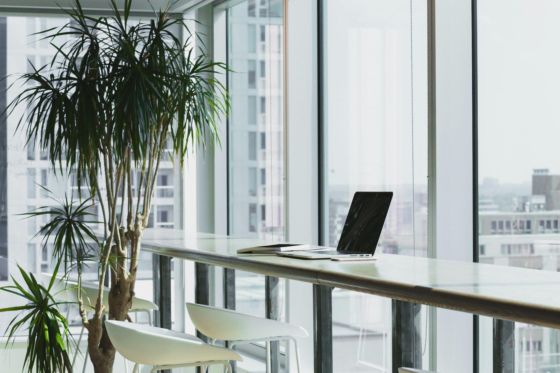 Clean office desk in morning light